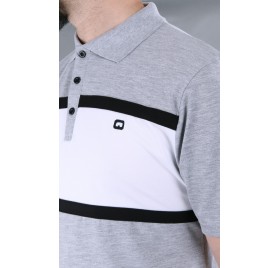 Polo manches courtes Qaba'il gris et blanc