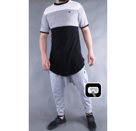 T-shirt manches courtes Qaba'il noir, gris et blanc