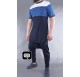 T-shirt manches courtes Qaba'il bleu nuit, bleu indigo et blanc