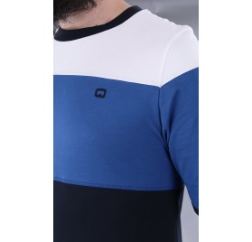T-shirt manches courtes Qaba'il bleu nuit, bleu indigo et blanc