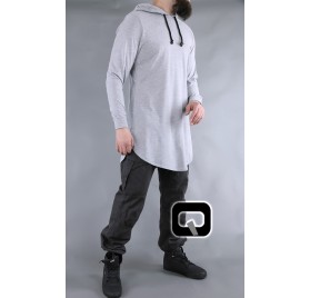 T-shirt manches longues à capuche Qaba'il gris