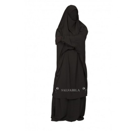 Jilbab 2 Pièces jupe royal coréen Noir