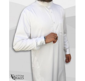 Qamin Saoudien Blanc mat tissus Precious Custom Qamis