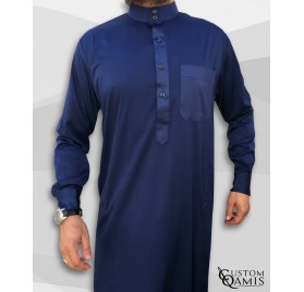 Qamin Saoudien Bleu marine tissus Precious Custom Qamis