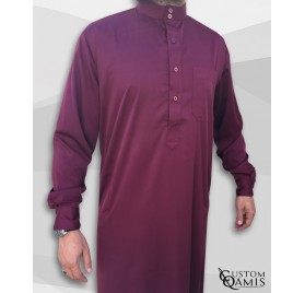 Qamin Saoudien Bordeaux tissus Precious Custom Qamis