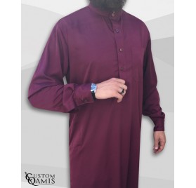 Qamin Saoudien Bordeaux tissus Precious Custom Qamis