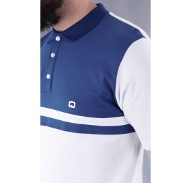 POLO MANCHES COURTES MARINIÈRE BLANC ET BLEU INDIGO