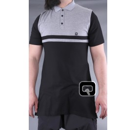 POLO MANCHES COURTES MARINIÈRE NOIR ET GRIS