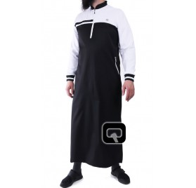 Qamis long classique noir et blanc Qaba'il