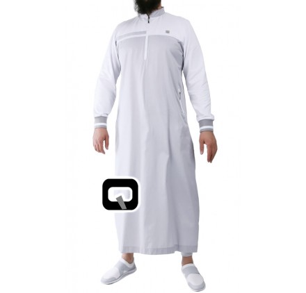 Qamis classique blanc et gris Qaba'il