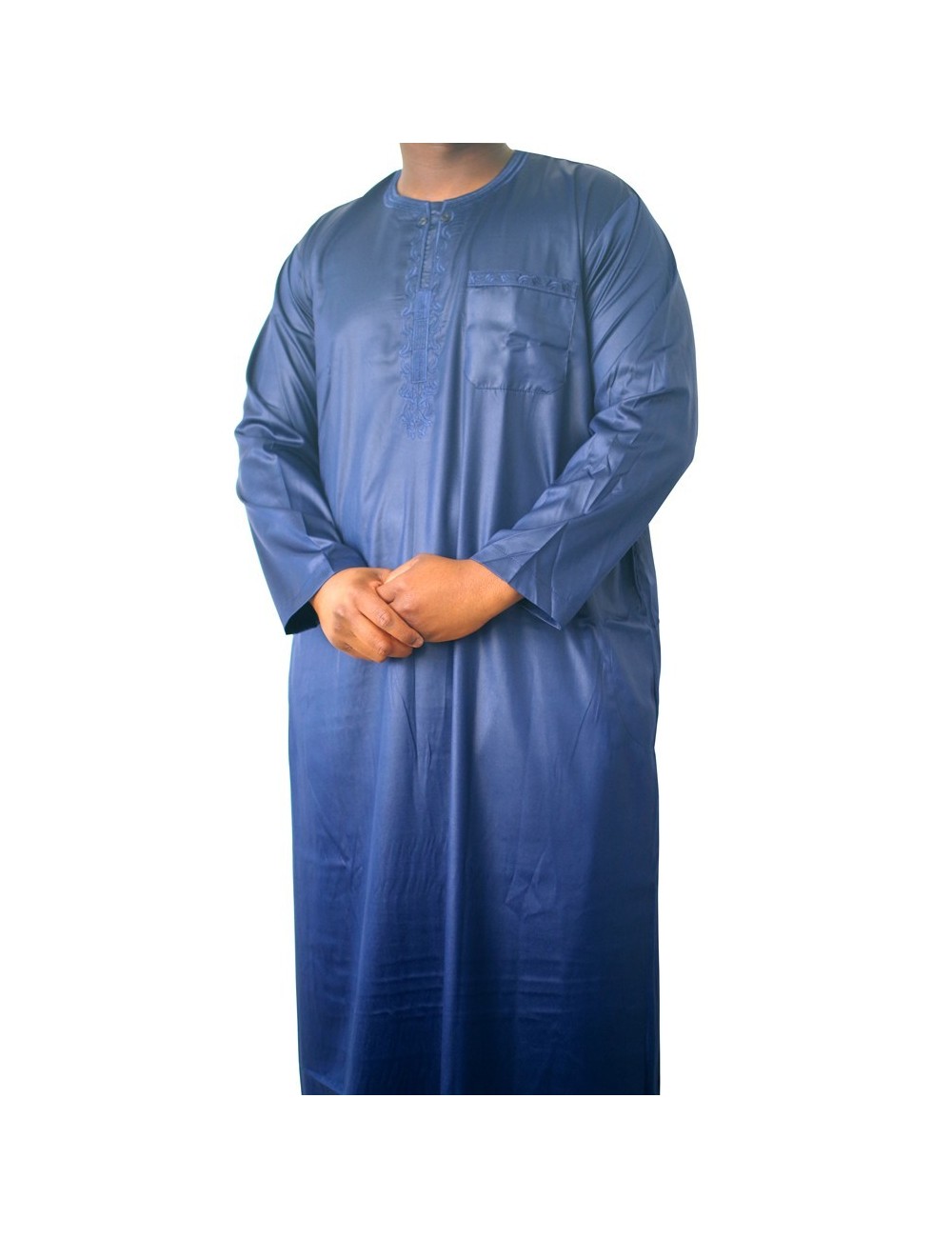 Qamis manche longue tissu korean ( glacés ) Bleu