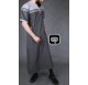 Qamis long Navy anthracite & gris clair