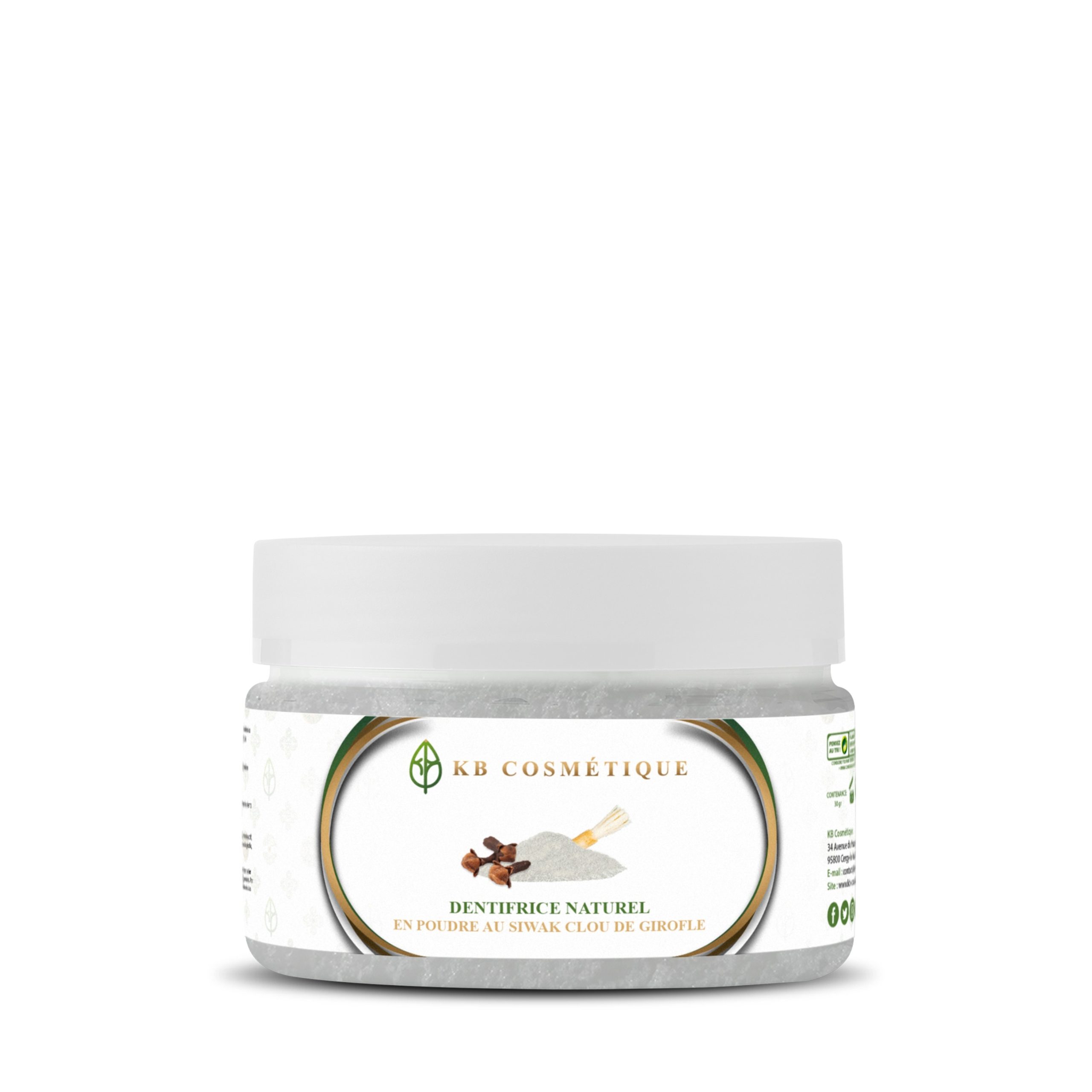 Dentifrice Naturel au clou girofle en poudre au Siwak KB COSMETIQUE Dentifrice Naturel au clou girofle en poudre au Siwak KB COSMETIQUE