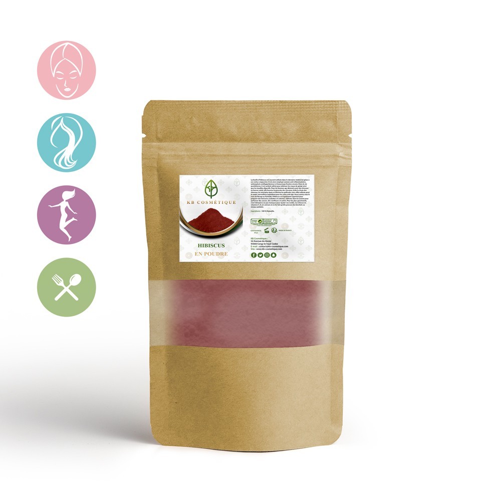 Feuille d’hibiscus séchée en poudre KB COSMETIQUE Feuille d’hibiscus séchée en poudre KB COSMETIQUE
