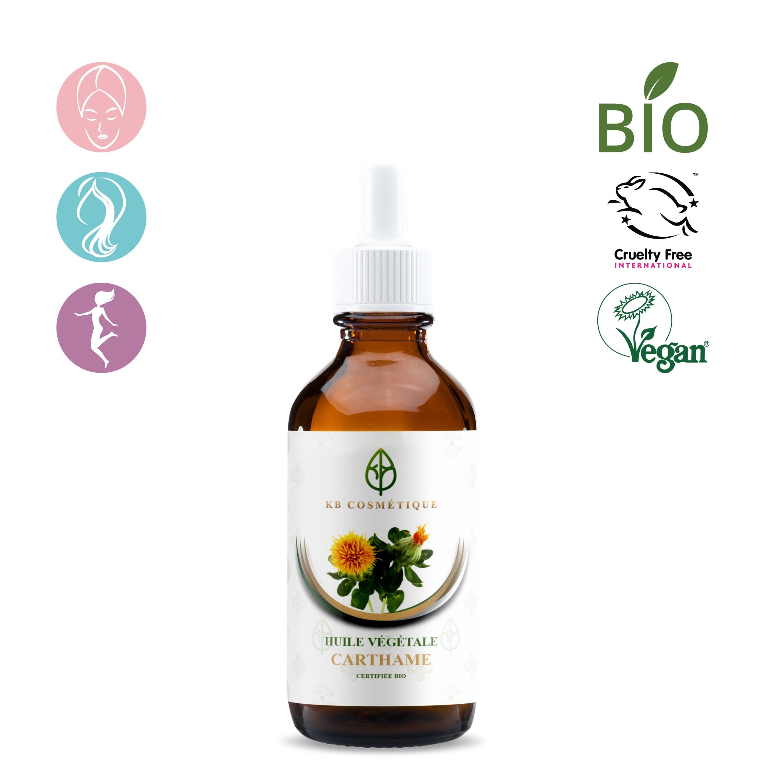 Huile Végétale de carthame certifiée bio KB COSMETIQUE Huile Végétale de carthame certifiée bio KB COSMETIQUE