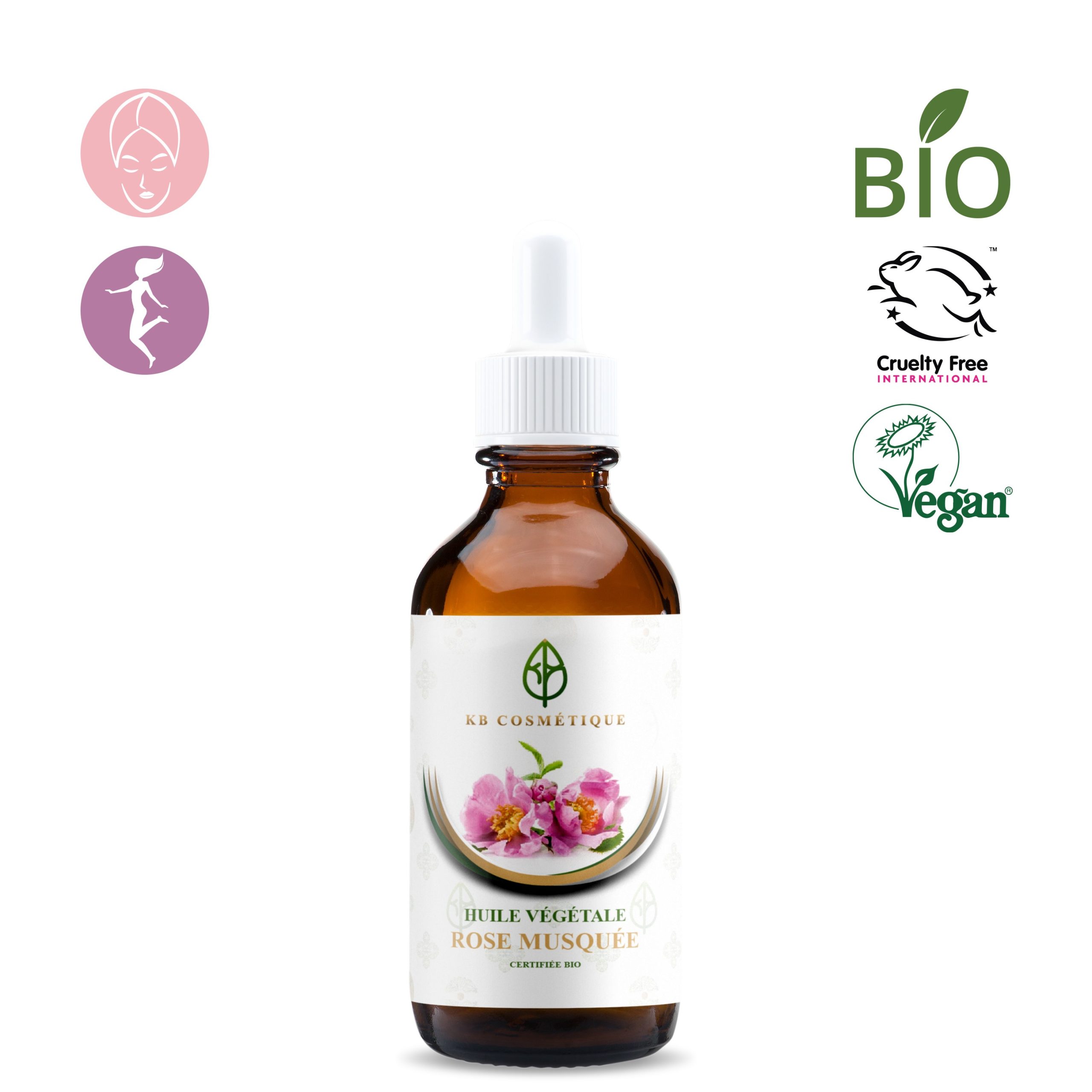 Huile végétale de Rose Musquée certifiée bio KB COSMETIQUE Huile végétale de Rose Musquée certifiée bio KB COSMETIQUE