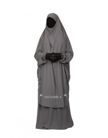 Jilbab 2 Pièces Jupe royal coréen Gris