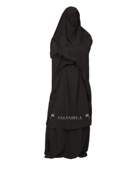 Jilbab 2 Pièces jupe royal coréen Noir