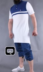 POLO MANCHES COURTES MARINIÈRE BLANC ET BLEU INDIGO