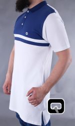 POLO MANCHES COURTES MARINIÈRE BLANC ET BLEU INDIGO
