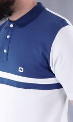 POLO MANCHES COURTES MARINIÈRE BLANC ET BLEU INDIGO