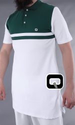 POLO MANCHES COURTES MARINIÈRE BLANC ET VERT