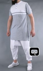 POLO MANCHES COURTES MARINIÈRE GRIS ET BLANC