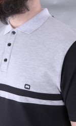 POLO MANCHES COURTES MARINIÈRE NOIR ET GRIS
