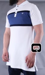 Polo manches courtes Qaba'il blanc et bleu