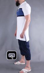 Polo manches courtes Qaba'il blanc et bleu
