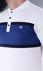 Polo manches courtes Qaba'il blanc et bleu