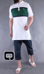 Polo manches courtes Qaba'il blanc et vert