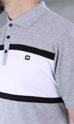 Polo manches courtes Qaba'il gris et blanc
