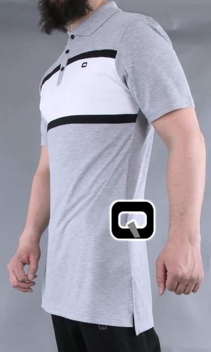 Polo manches courtes Qaba'il gris et blanc