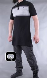 Polo manches courtes Qaba'il noir et gris