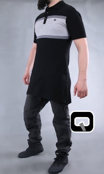 Polo manches courtes Qaba'il noir et gris