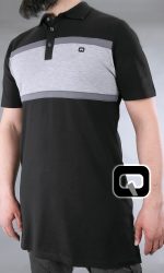 Polo manches courtes Qaba'il noir et gris