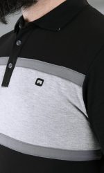Polo manches courtes Qaba'il noir et gris