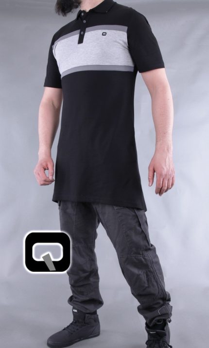 Polo manches courtes Qaba'il noir et gris
