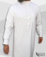 Qamin Saoudien Blanc mat tissus Precious Custom Qamis