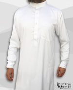 Qamin Saoudien Blanc mat tissus Precious Custom Qamis