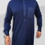 Qamin Saoudien Bleu marine tissus Precious Custom Qamis
