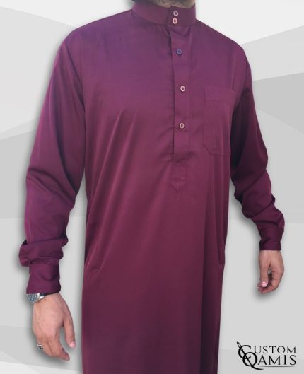 Qamin Saoudien Bordeaux tissus Precious Custom Qamis
