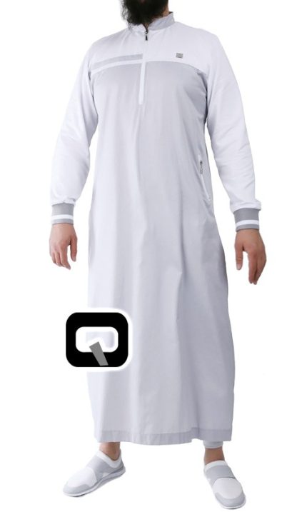 Qamis classique blanc et gris Qaba'il