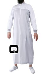 Qamis classique blanc et gris Qaba'il