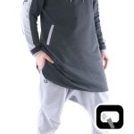 Qamis court à capuche gris foncé Qaba'il