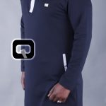 Qamis court boss bleu nuit & gris clair