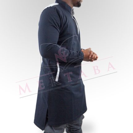 Qamis court boss bleu nuit & gris clair