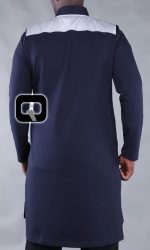 Qamis court boss bleu nuit & gris clair