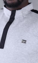 Qamis court boss gris clair & noir
